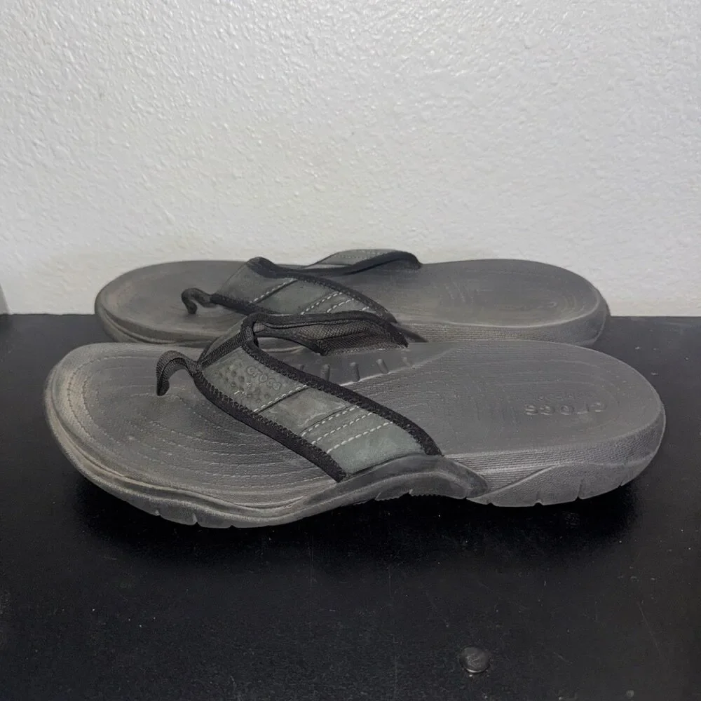 Crocs Men's Swiftwater Wave Flip Flops Brown Sandals Size 12